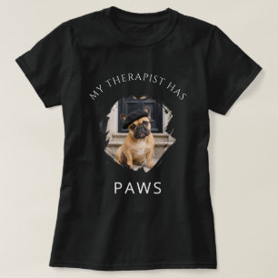 My therapist has paws French Bulldog photo black T-Shirt