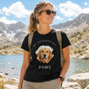 My therapist has paws Golden Retriver photo black T-Shirt