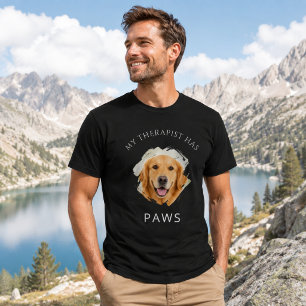 My therapist has paws Golden Retriver photo black T-Shirt