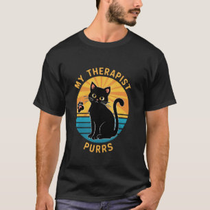 My Therapist Purrs Funny Cat Lover Saying Mum Dad T-Shirt