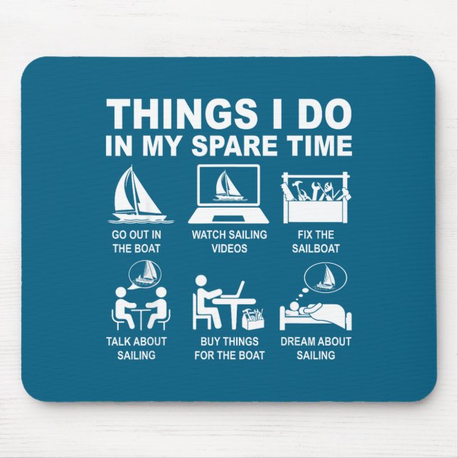 My Things Spare Time Sailing Sailboat Mouse Mat (Front)