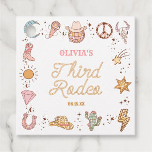 My Third Rodeo Disco Cowgirl 3rd Birthday Party Favour Tags