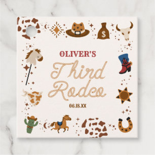 My Third Rodeo Western Cowboy 3rd Birthday Party Favour Tags
