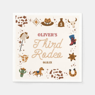 My Third Rodeo Western Cowboy 3rd Birthday Party Napkin