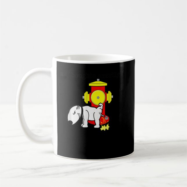 My Thoughts Exactly Dog Lifting Leg on Fire Hydran Coffee Mug (Left)