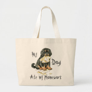 My Tibetan Mastiff Ate My Homework Large Tote Bag