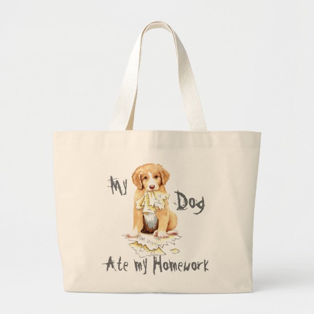 My Toller Ate My Homework Large Tote Bag (Front)