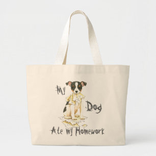 My Toy Fox Terrier Ate my Homework Large Tote Bag