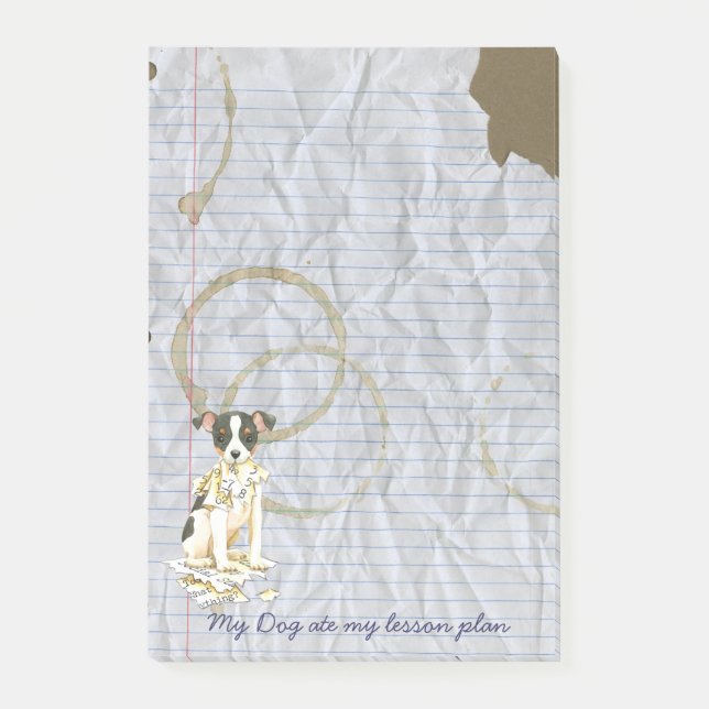 My Toy Fox Terrier Ate my Lesson Plan Post-it Notes (Front)