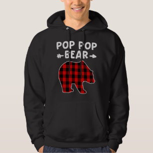 My Tribe Bears - Pop Pop Bear Red Black Plaid Bear Hoodie