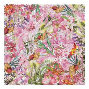 My tropical colorful foliage exotic flower garden poster