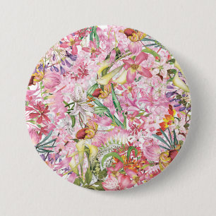 My tropical colourful foliage exotic flower garden 7.5 cm round badge
