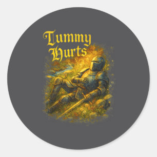 My Tummy Hurts Medieval Knight Ibs Stomach Ache Ga Classic Round Sticker