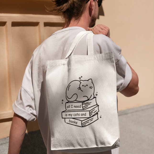 My Two Favourite Things: Cats and Books Tote Bag (Creator Uploaded)