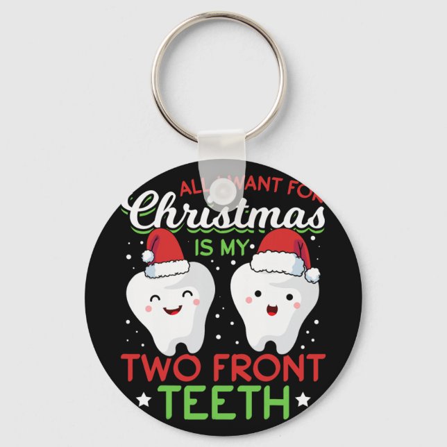 My Two Front Teeth Christmas  Key Ring (Front)