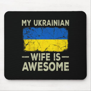My Ukrainian Wife Is Awesome Ukraine Flag Funny Hu Mouse Mat