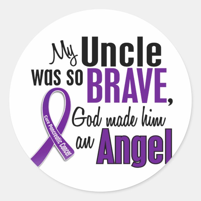 My Uncle Is An Angel Pancreatic Cancer Classic Round Sticker (Front)
