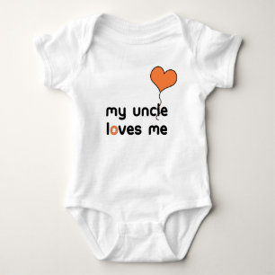 My Uncle loves me orange Heart Balloon Baby Bodysuit