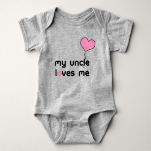 My Uncle Loves Me Pink Heart Balloon Baby Bodysuit