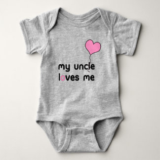 My Uncle Loves Me Pink Heart Balloon Baby Bodysuit