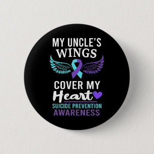 My Uncle's Wings Cover Heart Suicide Awareness Rib 6 Cm Round Badge