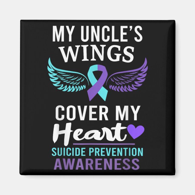 My Uncle's Wings Cover Heart Suicide Awareness Rib Magnet (Front)