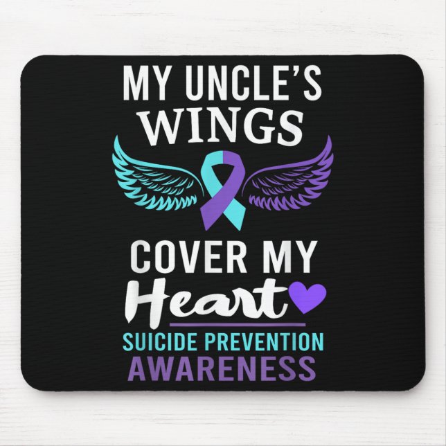 My Uncle's Wings Cover Heart Suicide Awareness Rib Mouse Mat (Front)