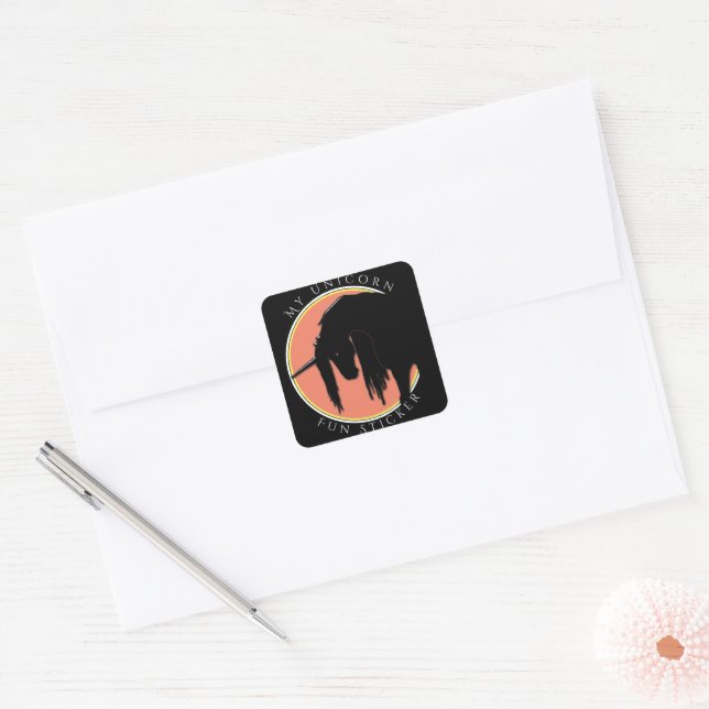 My Unicorn Fun (yellow/salmon) Square Sticker (Envelope)