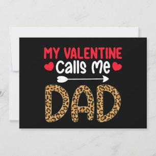 My Valentine Calls Me Dad Leopard Buffalo Plaid Invitation