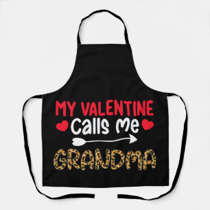 My Valentine Calls Me Grandma Leopard Buffalo Apron