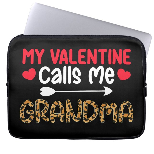 My Valentine Calls Me Grandma Leopard Buffalo Laptop Sleeve (Front)