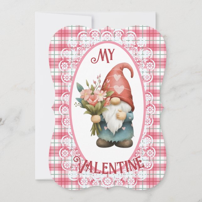 My Valentine Gnome - Valentines Day Flat Card (Front)