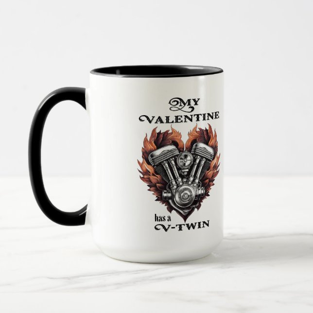 My Valentine has a V-Twin, Biker Mug (Left)