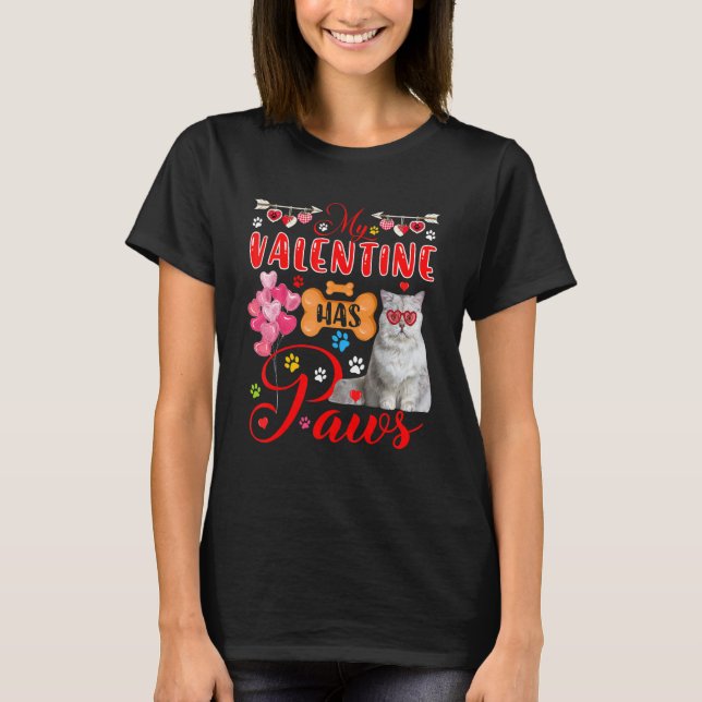 My Valentine Has Paws British Longhair Cat Sunglas T-Shirt (Front)