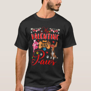 My Valentine Has Paws Cute Basset Hound Sunglasses T-Shirt