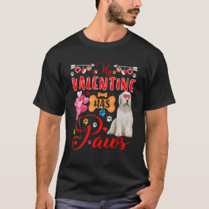 My Valentine Has Paws Cute Bearded Collie Sunglass T-Shirt