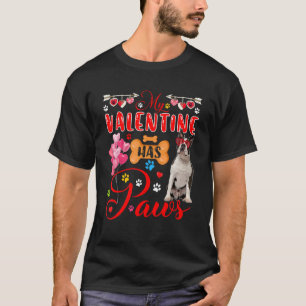 My Valentine Has Paws Cute Boston Terrier Sunglass T-Shirt