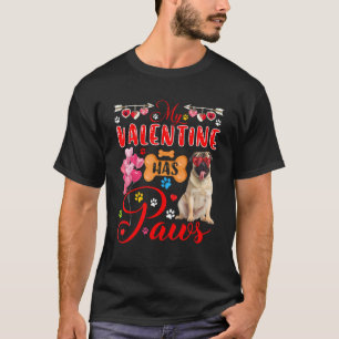 My Valentine Has Paws Cute Pug Sunglasses Hearts T-Shirt