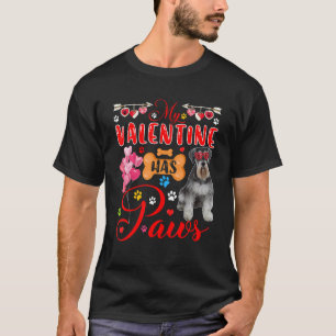 My Valentine Has Paws Cute Schnauzer Sunglasses He T-Shirt