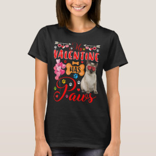 My Valentine Has Paws Cute Siamese Cat Sunglasses  T-Shirt