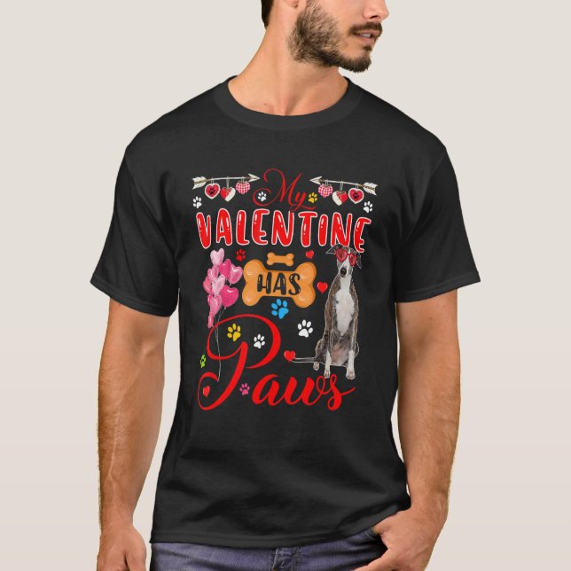 My Valentine Has Paws Cute Whippet Sunglasses Hear T-Shirt (Front)