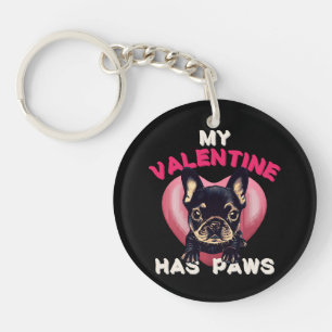 My Valentine has Paws dog lover Key Ring