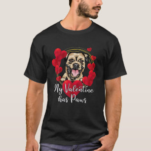 My Valentine Has Paws Dog Mama Border Terrier Dog T-Shirt