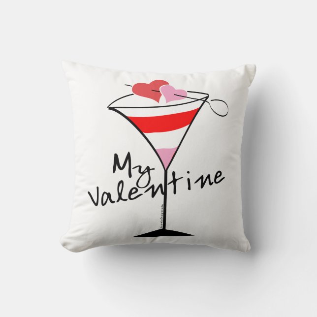 My Valentine Heart Martini Design Cushion (Front)