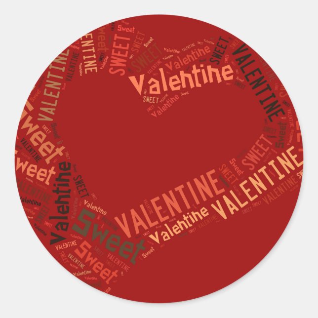 My Valentine Heart with text Classic Round Sticker (Front)