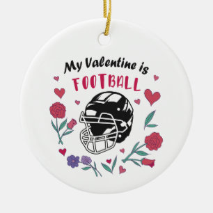 My Valentine is Football Business Card Ceramic Tree Decoration