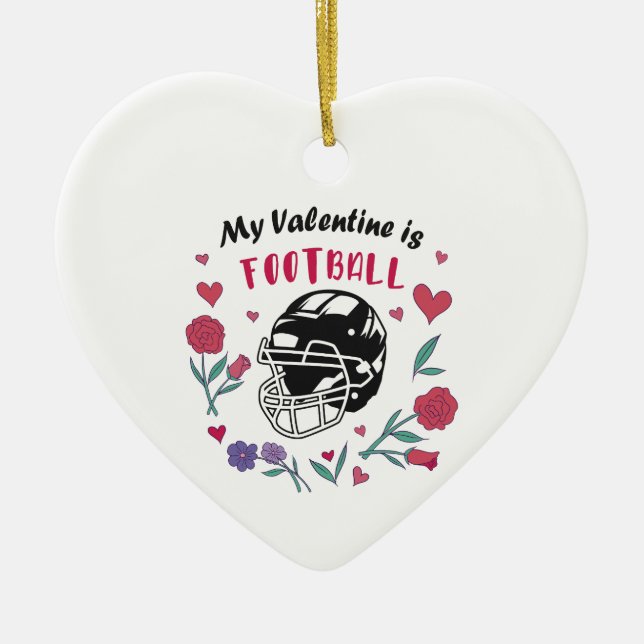 My Valentine is Football Business Card Napkins Ceramic Tree Decoration (Front)