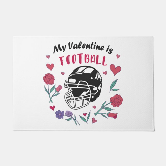 My Valentine is Football Business Card Napkins Doormat (Front)
