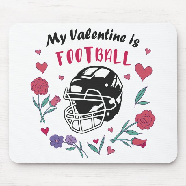 My Valentine is Football Business Card Napkins Mouse Mat (Front)