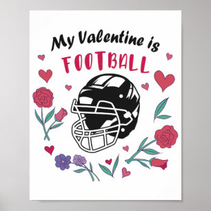 My Valentine is Football Business Card Poster